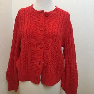 New 1901 Red Cable Knit Cardigan